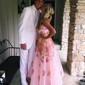 pink flowery sherri hill prom dress